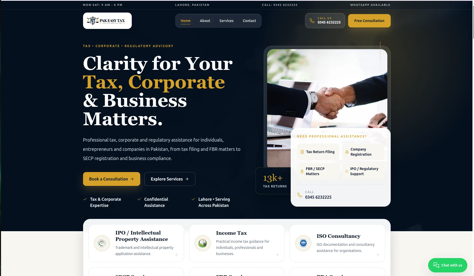 Sitio de servicios corporativos y fiscales de Pak Easy Tax