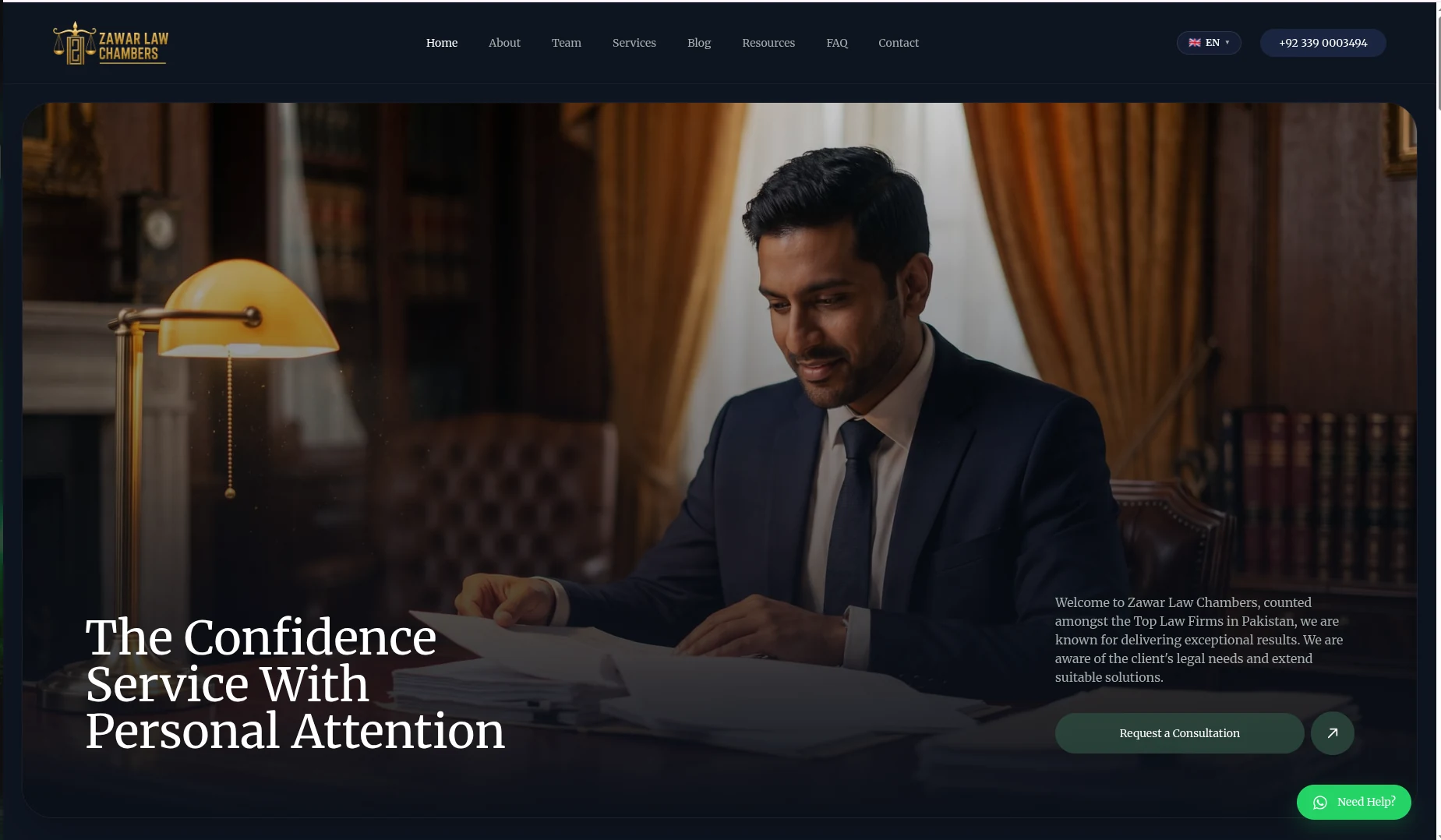Sitio de servicios jurídicos profesionales de Zawar Law Chambers