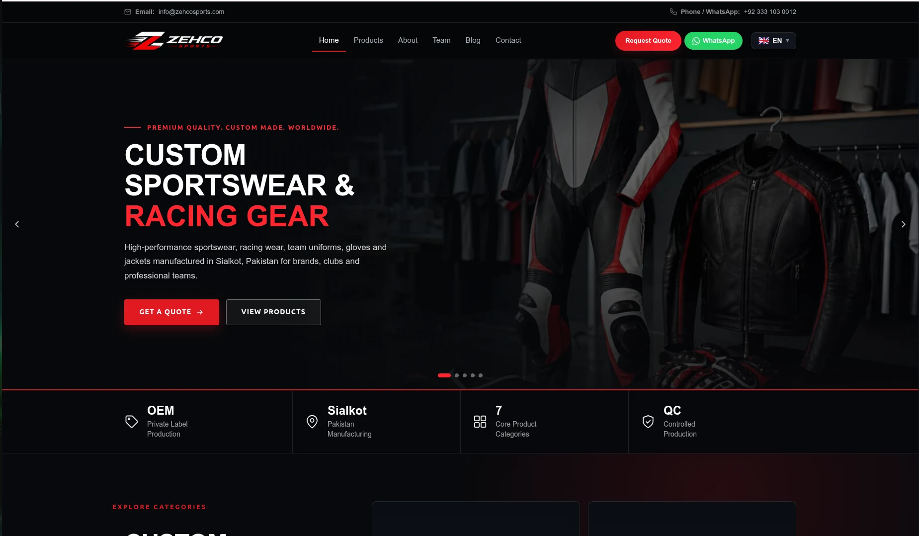 Sitio de fabricación de ropa deportiva a medida de ZEHCO Sports